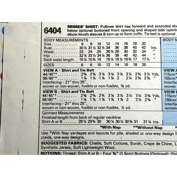 McCals 6404 sewing pattern tunic top pullover size 10 12 14 - Picture 4 of 6